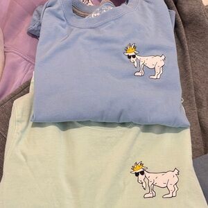 Blue and Mint T-Shirts with Cool Goat Graphic